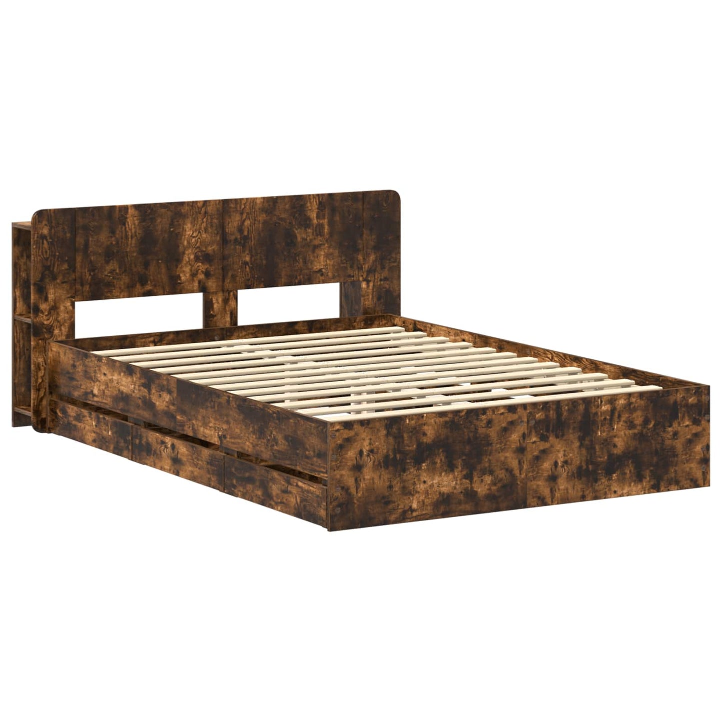 vidaXL Bed Frame with Storage and Headboard Smoked Oak 135 x 190 cm 3
