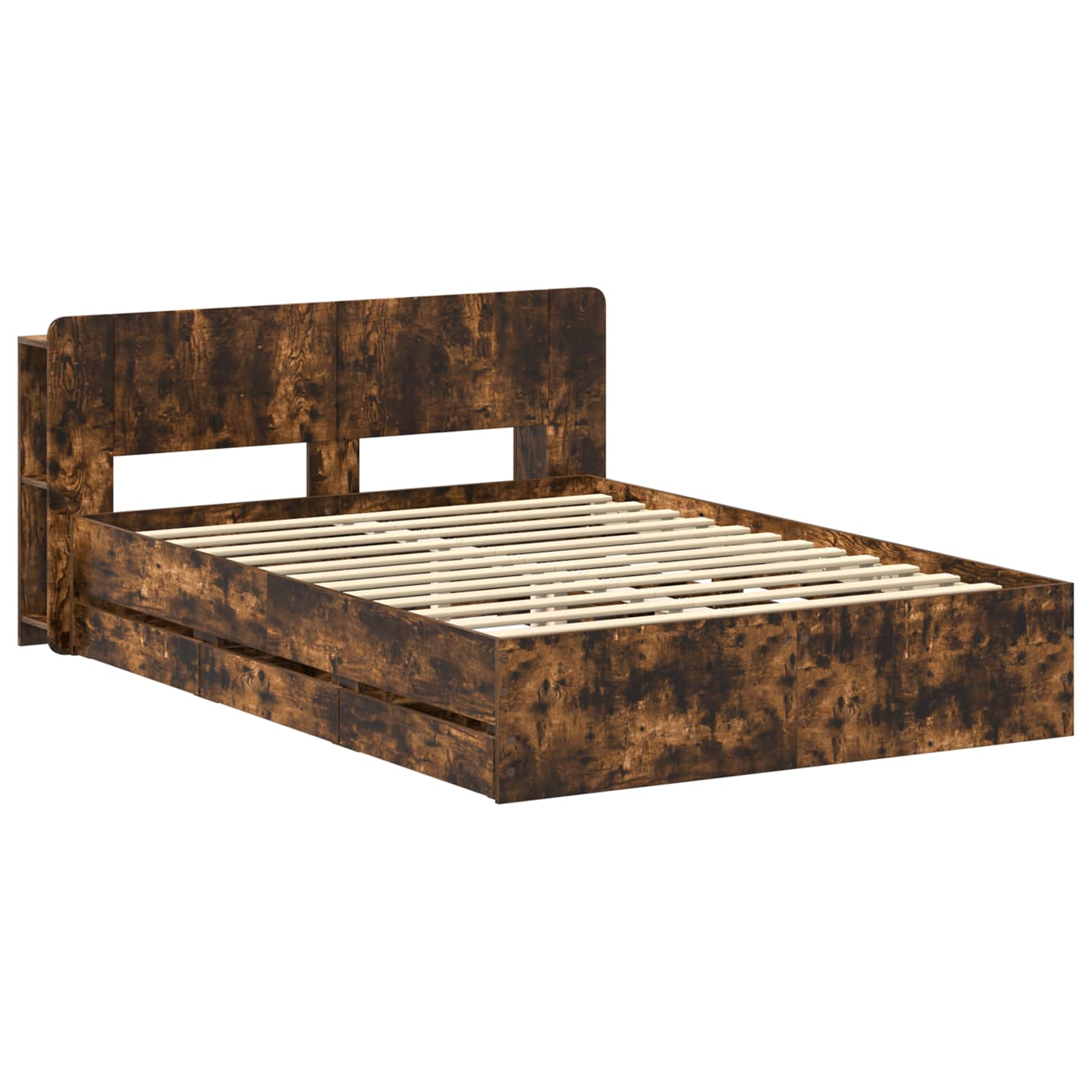 vidaXL Bed Frame with Storage and Headboard Smoked Oak 135 x 190 cm 3