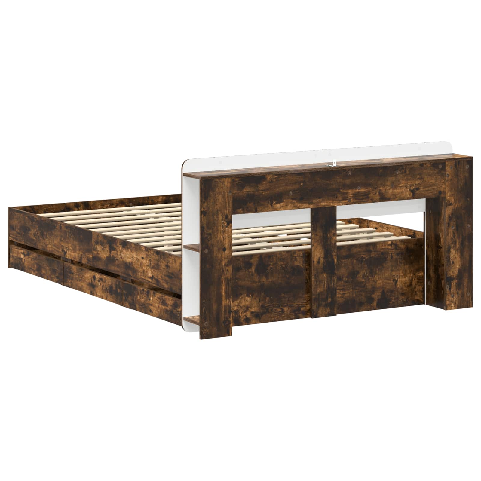 vidaXL Bed Frame with Storage and Headboard Smoked Oak 135 x 190 cm 6
