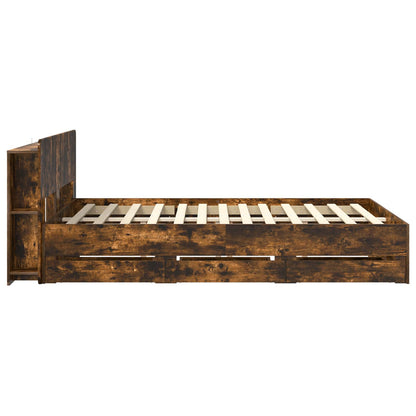 vidaXL Bed Frame with Storage and Headboard Smoked Oak 135 x 190 cm 5