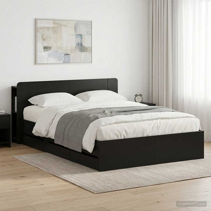vidaXL Bed Frame with Storage and Headboard Black 150 x 200 cm 1