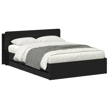 vidaXL Bed Frame with Storage and Headboard Black 150 x 200 cm 2