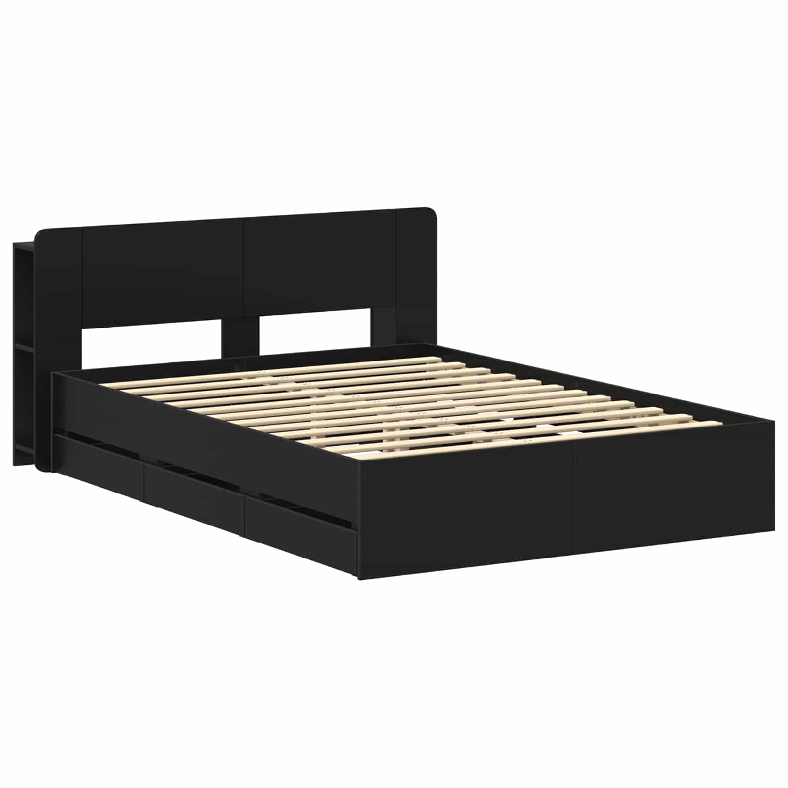vidaXL Bed Frame with Storage and Headboard Black 150 x 200 cm 3