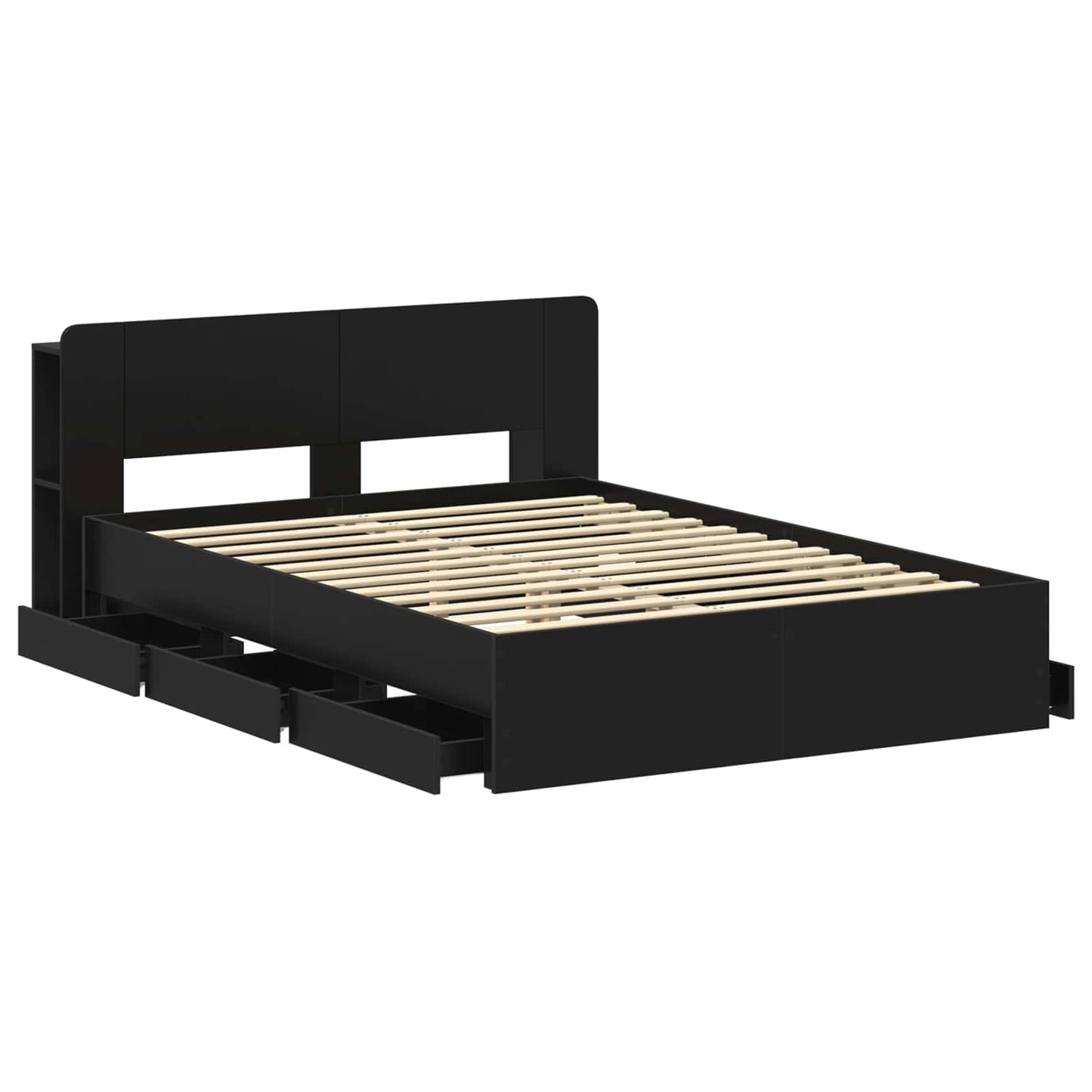 vidaXL Bed Frame with Storage and Headboard Black 150 x 200 cm 4