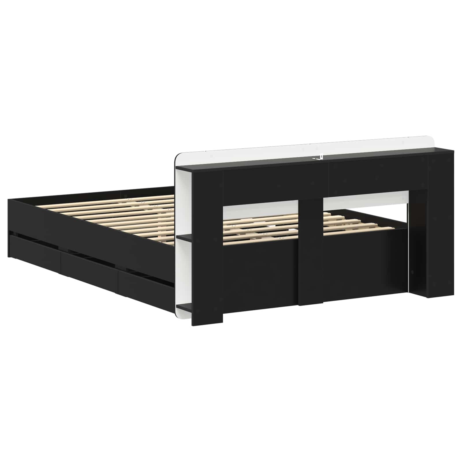 vidaXL Bed Frame with Storage and Headboard Black 150 x 200 cm 6