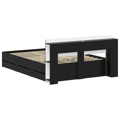 vidaXL Bed Frame with Storage and Headboard Black 150 x 200 cm 6