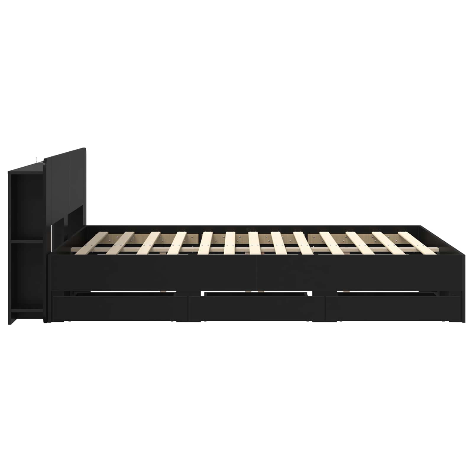 vidaXL Bed Frame with Storage and Headboard Black 150 x 200 cm 5