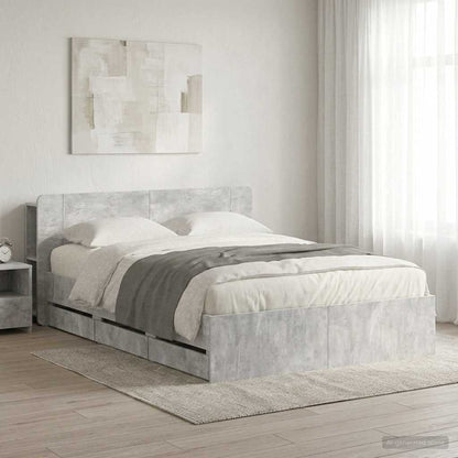 vidaXL Bed Frame with Storage and Headboard Concrete Grey 150 x 200 cm 1