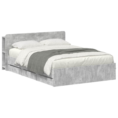 vidaXL Bed Frame with Storage and Headboard Concrete Grey 150 x 200 cm 2
