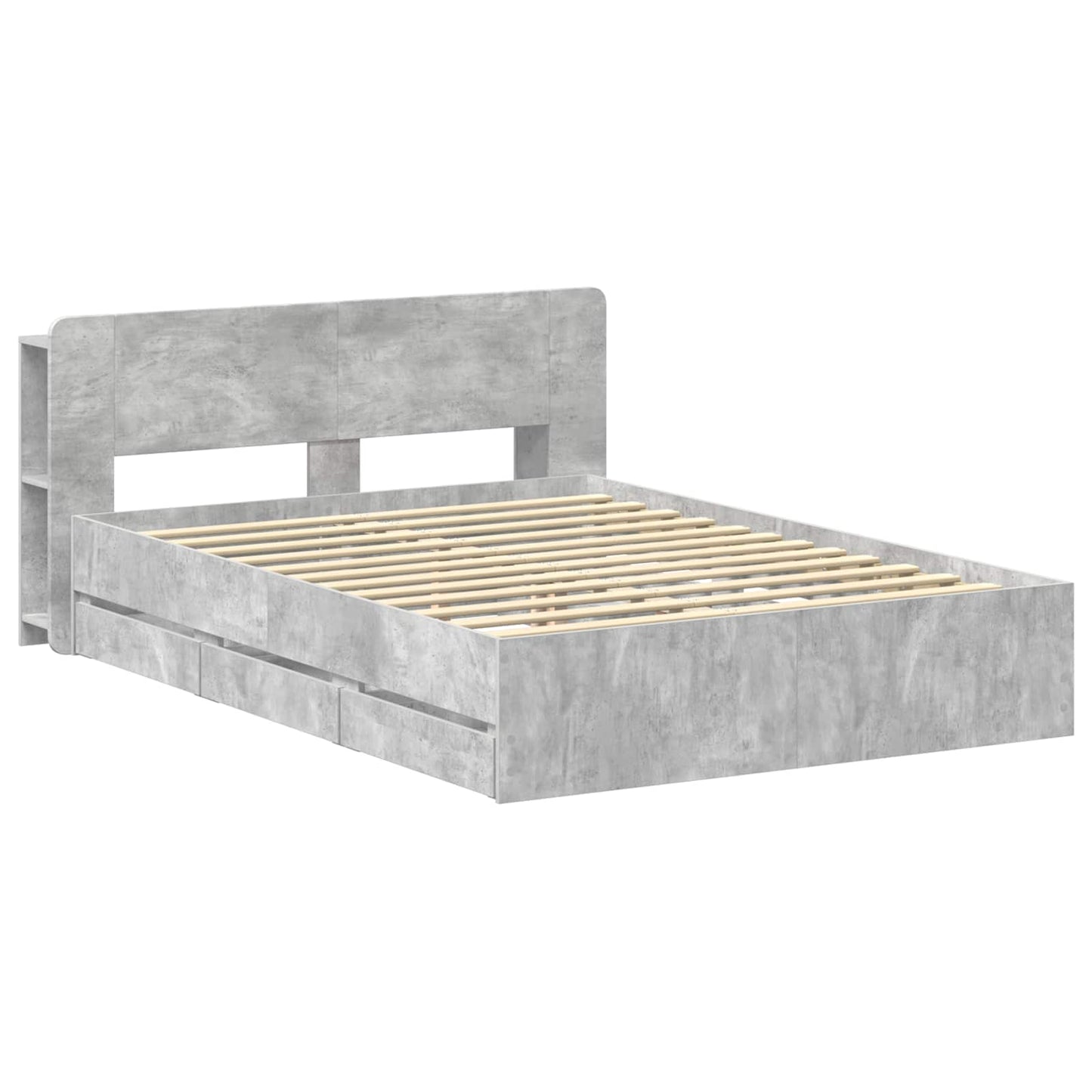 vidaXL Bed Frame with Storage and Headboard Concrete Grey 150 x 200 cm 3