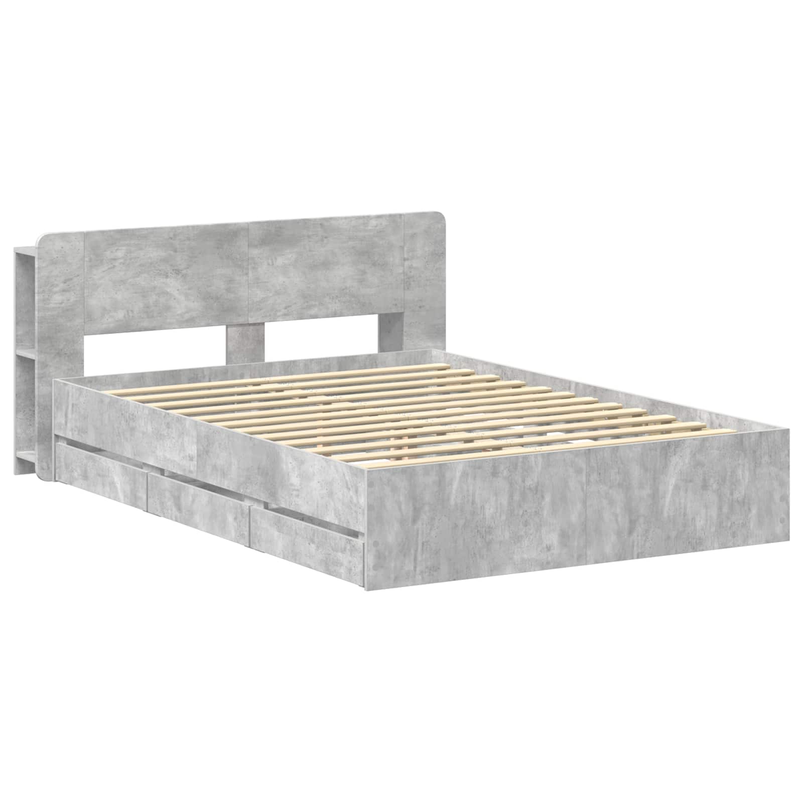 vidaXL Bed Frame with Storage and Headboard Concrete Grey 150 x 200 cm 3