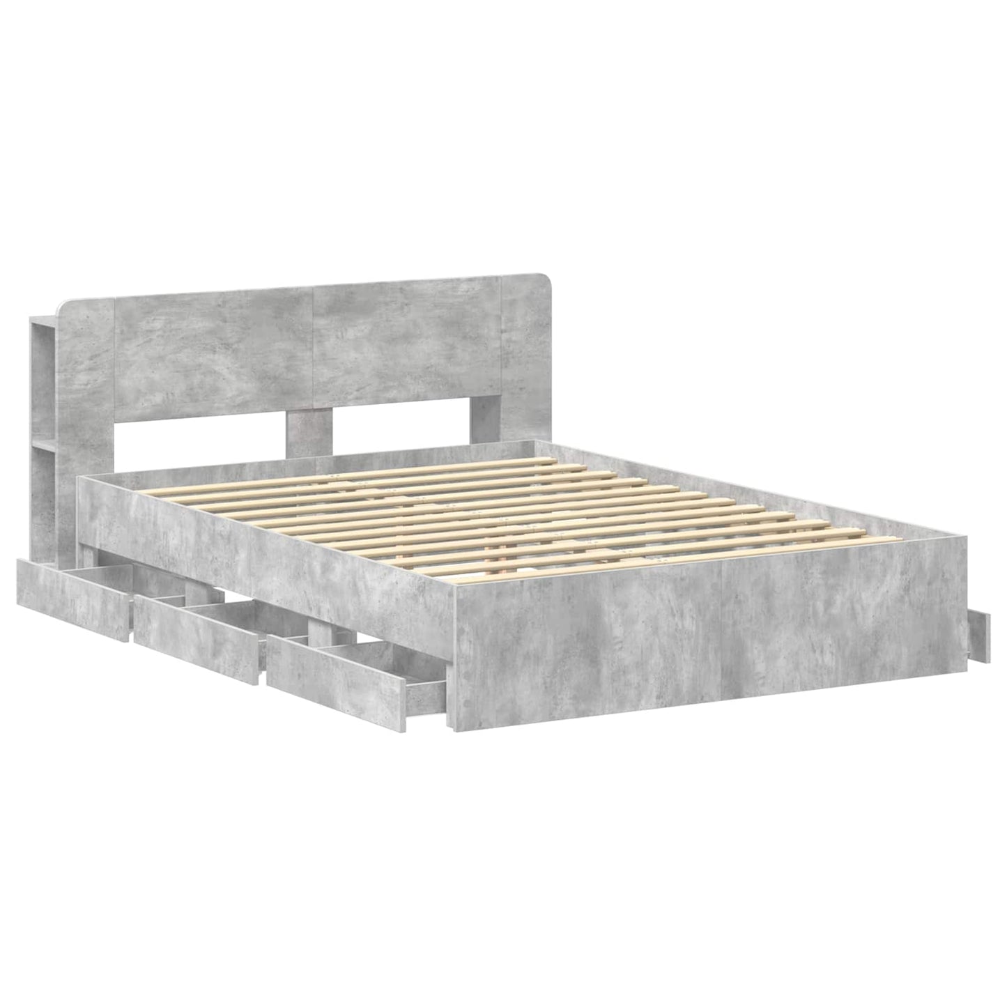 vidaXL Bed Frame with Storage and Headboard Concrete Grey 150 x 200 cm 4