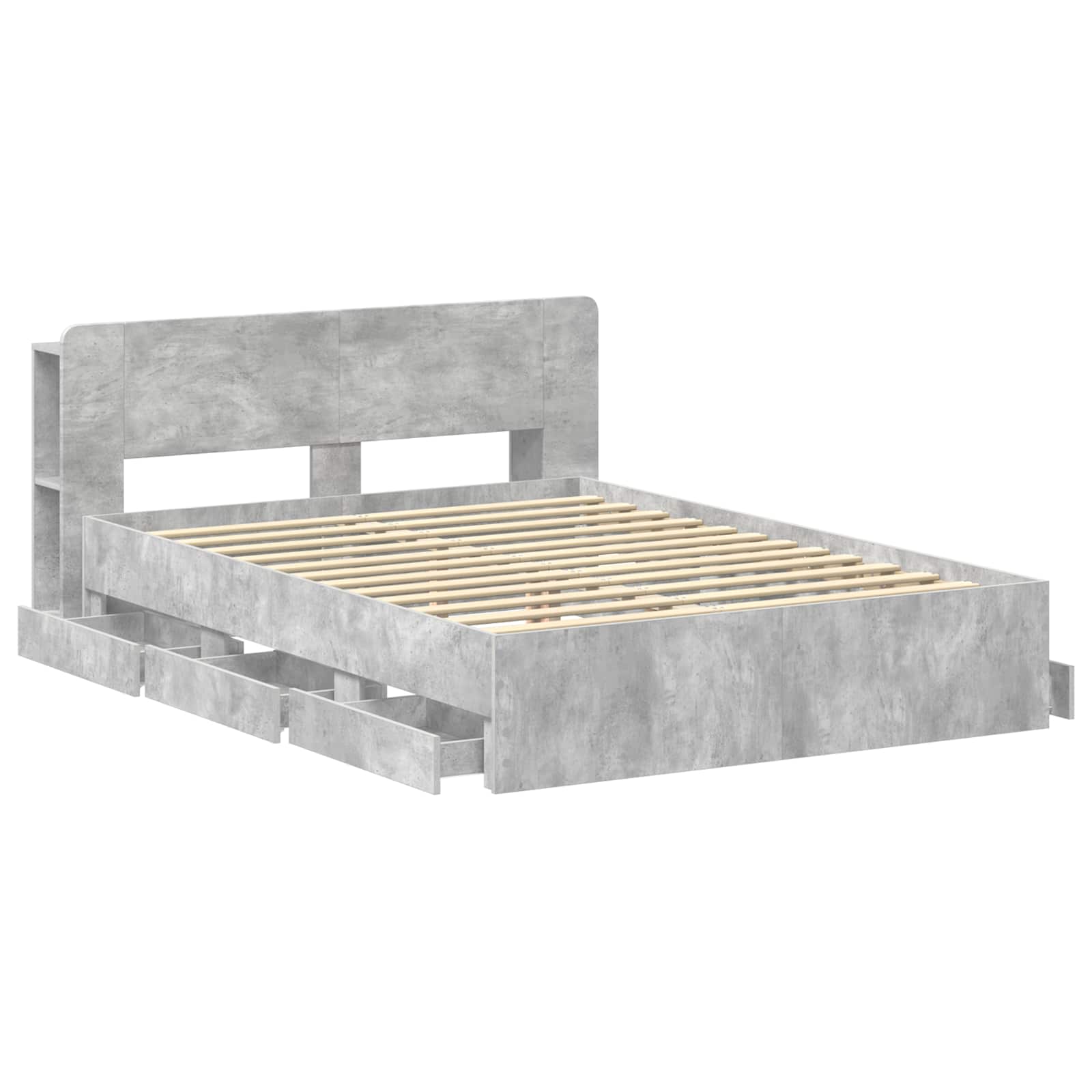 vidaXL Bed Frame with Storage and Headboard Concrete Grey 150 x 200 cm 4