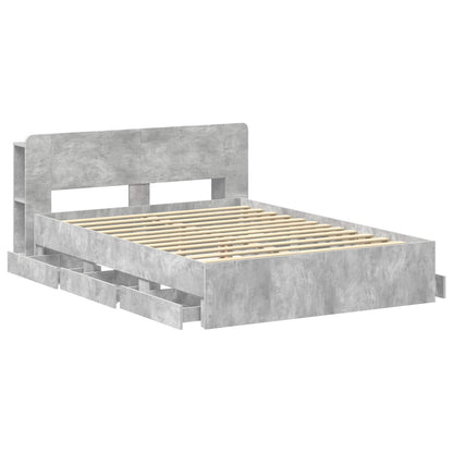 vidaXL Bed Frame with Storage and Headboard Concrete Grey 150 x 200 cm 4