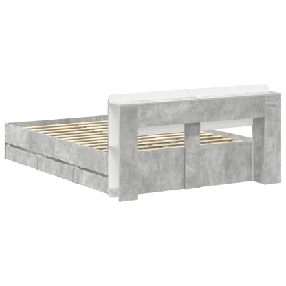 vidaXL Bed Frame with Storage and Headboard Concrete Grey 150 x 200 cm 6
