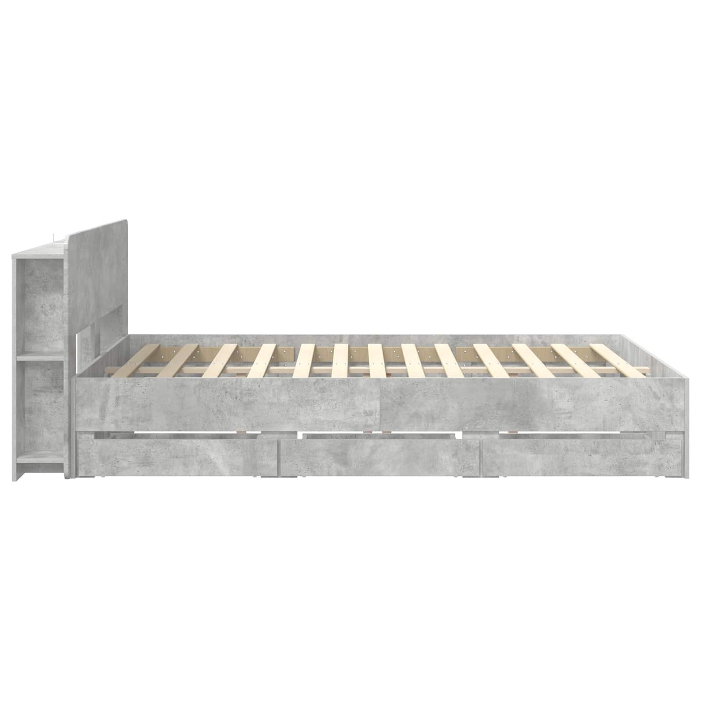 vidaXL Bed Frame with Storage and Headboard Concrete Grey 150 x 200 cm 5
