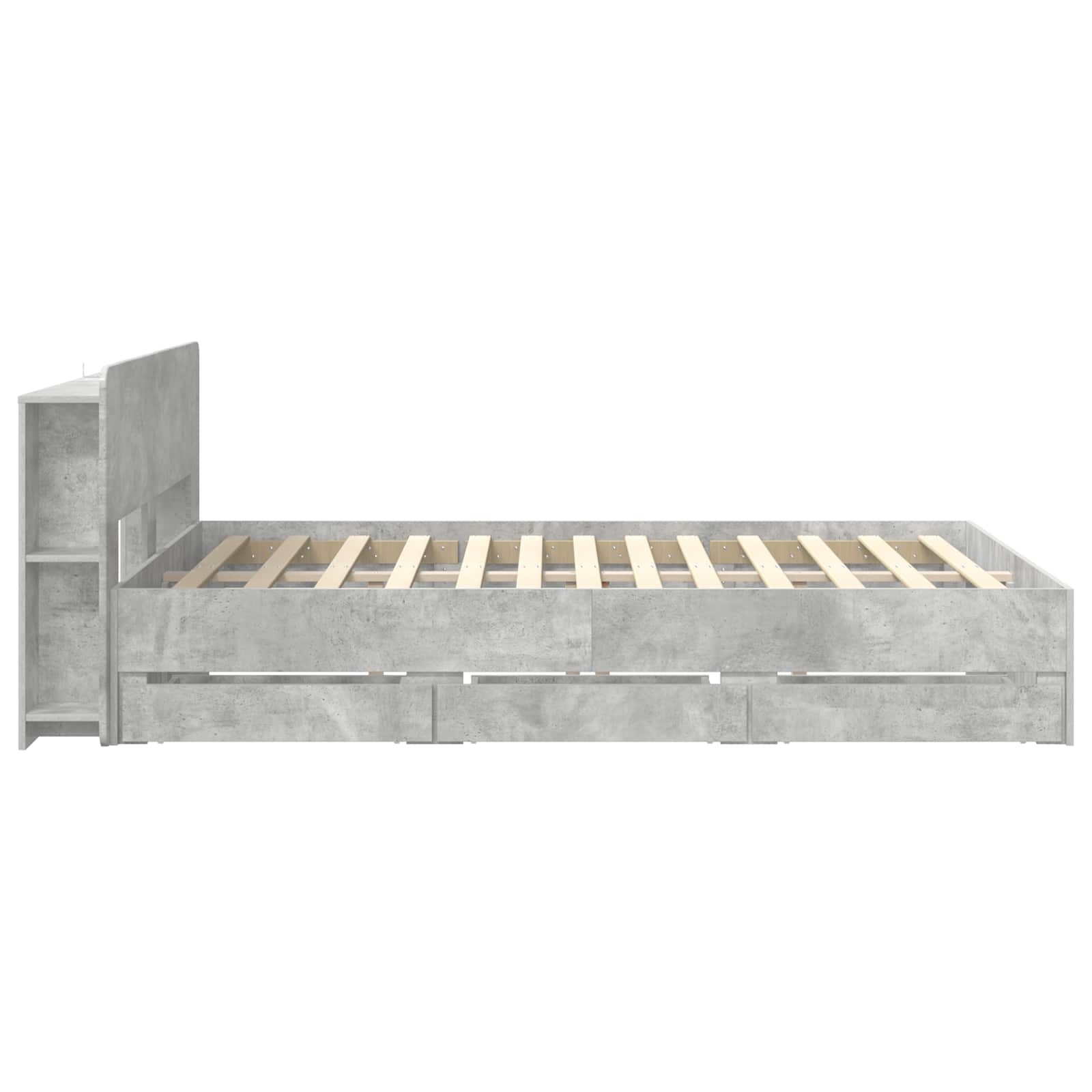 vidaXL Bed Frame with Storage and Headboard Concrete Grey 150 x 200 cm 5