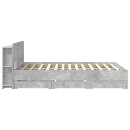 vidaXL Bed Frame with Storage and Headboard Concrete Grey 150 x 200 cm 5