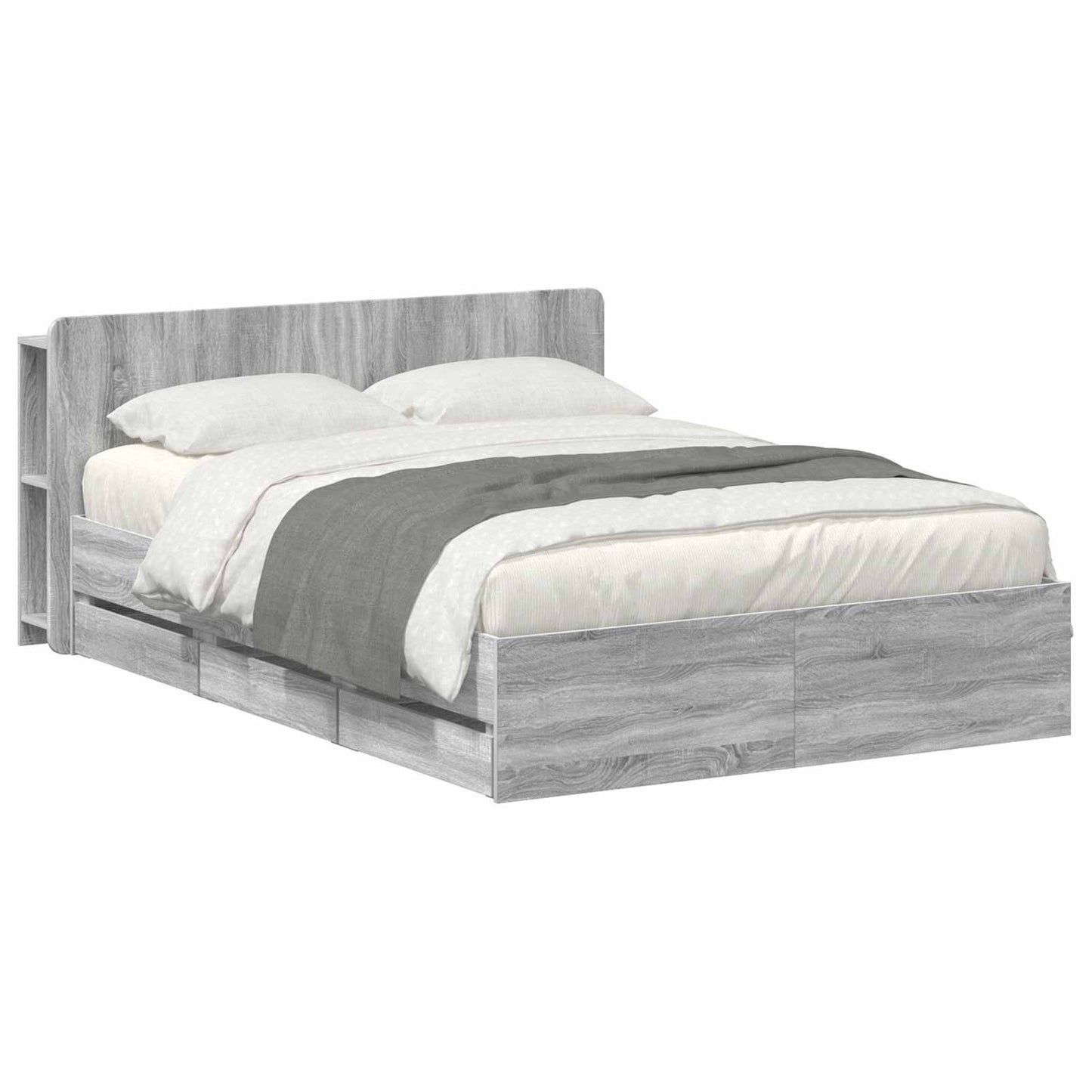 vidaXL Bed Frame with Storage and Headboard Grey Sonoma 150 x 200 cm 2