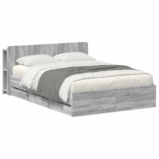vidaXL Bed Frame with Storage and Headboard Grey Sonoma 150 x 200 cm 2