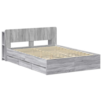 vidaXL Bed Frame with Storage and Headboard Grey Sonoma 150 x 200 cm 3