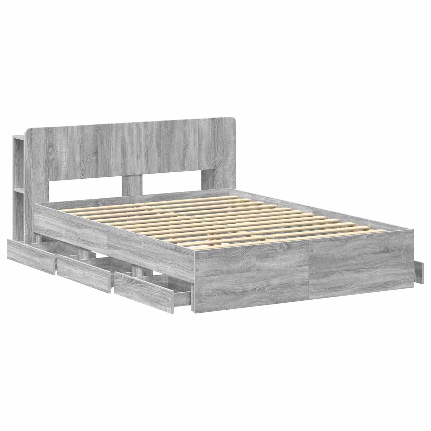 vidaXL Bed Frame with Storage and Headboard Grey Sonoma 150 x 200 cm 4