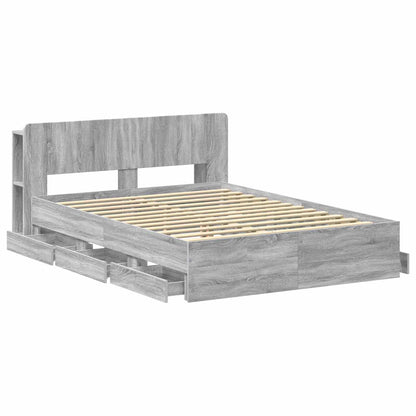 vidaXL Bed Frame with Storage and Headboard Grey Sonoma 150 x 200 cm 4