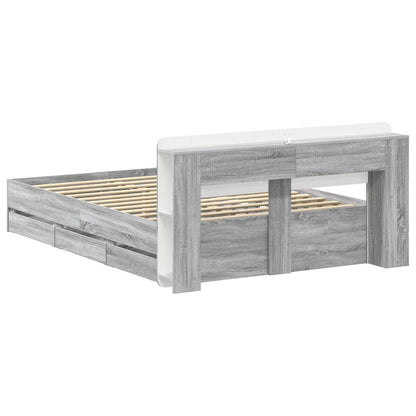 vidaXL Bed Frame with Storage and Headboard Grey Sonoma 150 x 200 cm 6