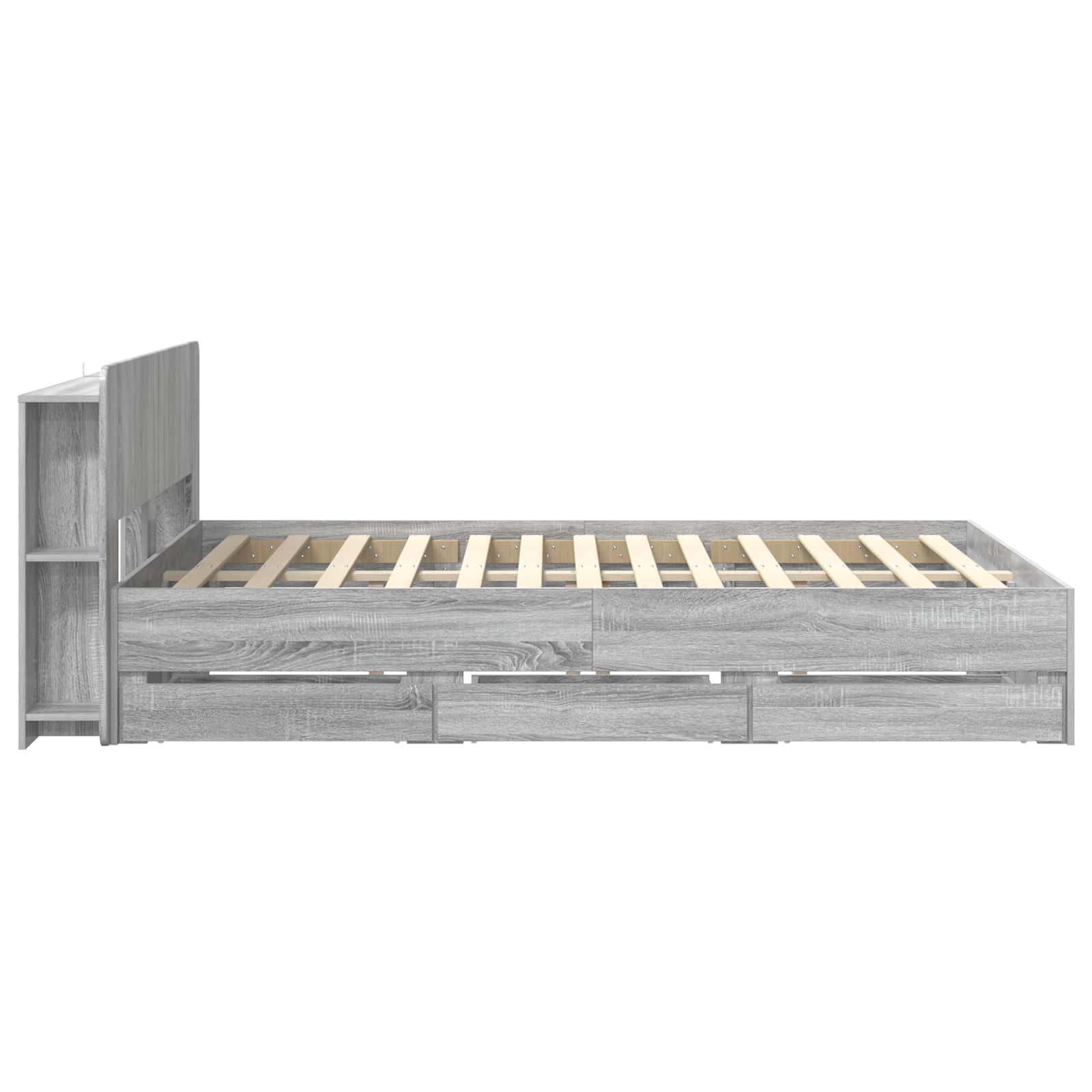 vidaXL Bed Frame with Storage and Headboard Grey Sonoma 150 x 200 cm 5