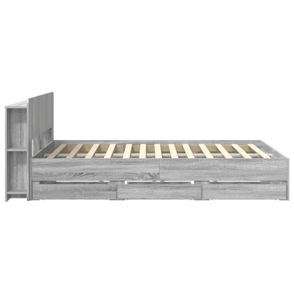 vidaXL Bed Frame with Storage and Headboard Grey Sonoma 150 x 200 cm 5