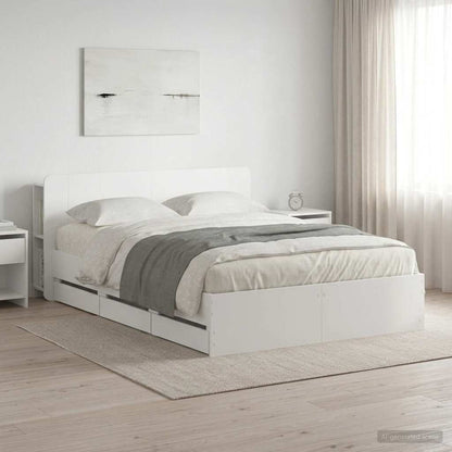 vidaXL Bed Frame with Storage and Headboard White 150 x 200 cm 1