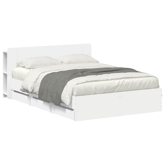 vidaXL Bed Frame with Storage and Headboard White 150 x 200 cm 2