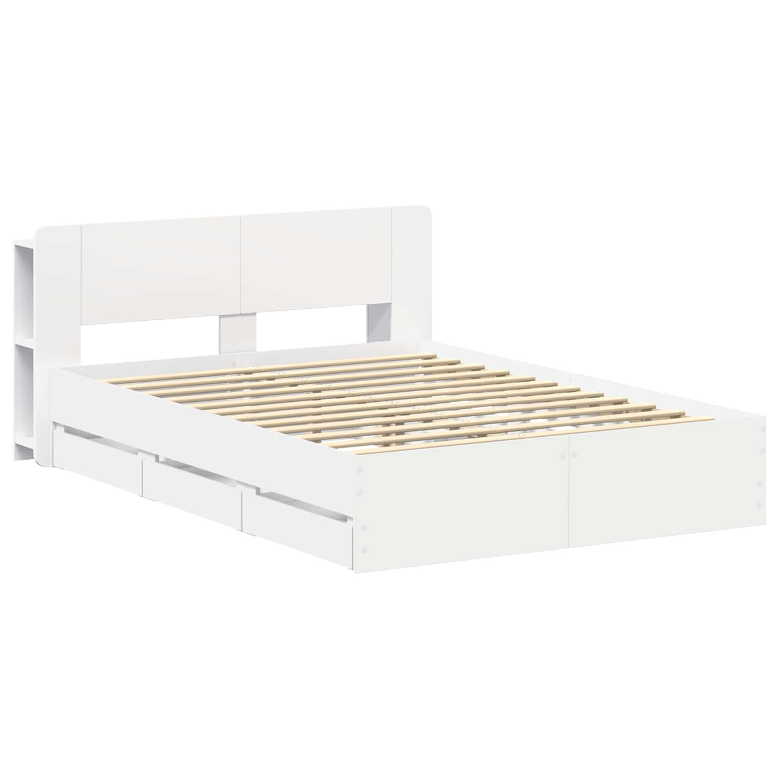 vidaXL Bed Frame with Storage and Headboard White 150 x 200 cm 3