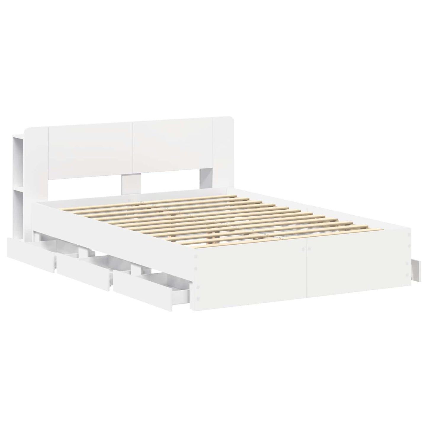 vidaXL Bed Frame with Storage and Headboard White 150 x 200 cm 4