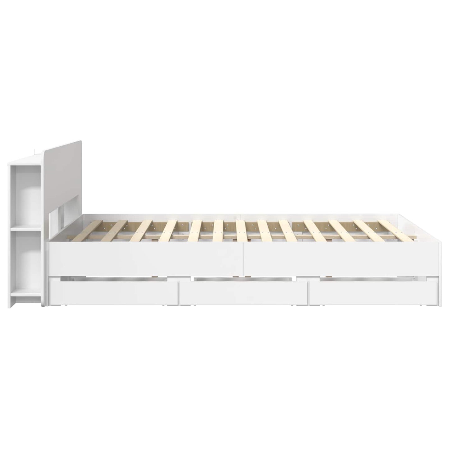 vidaXL Bed Frame with Storage and Headboard White 150 x 200 cm 5