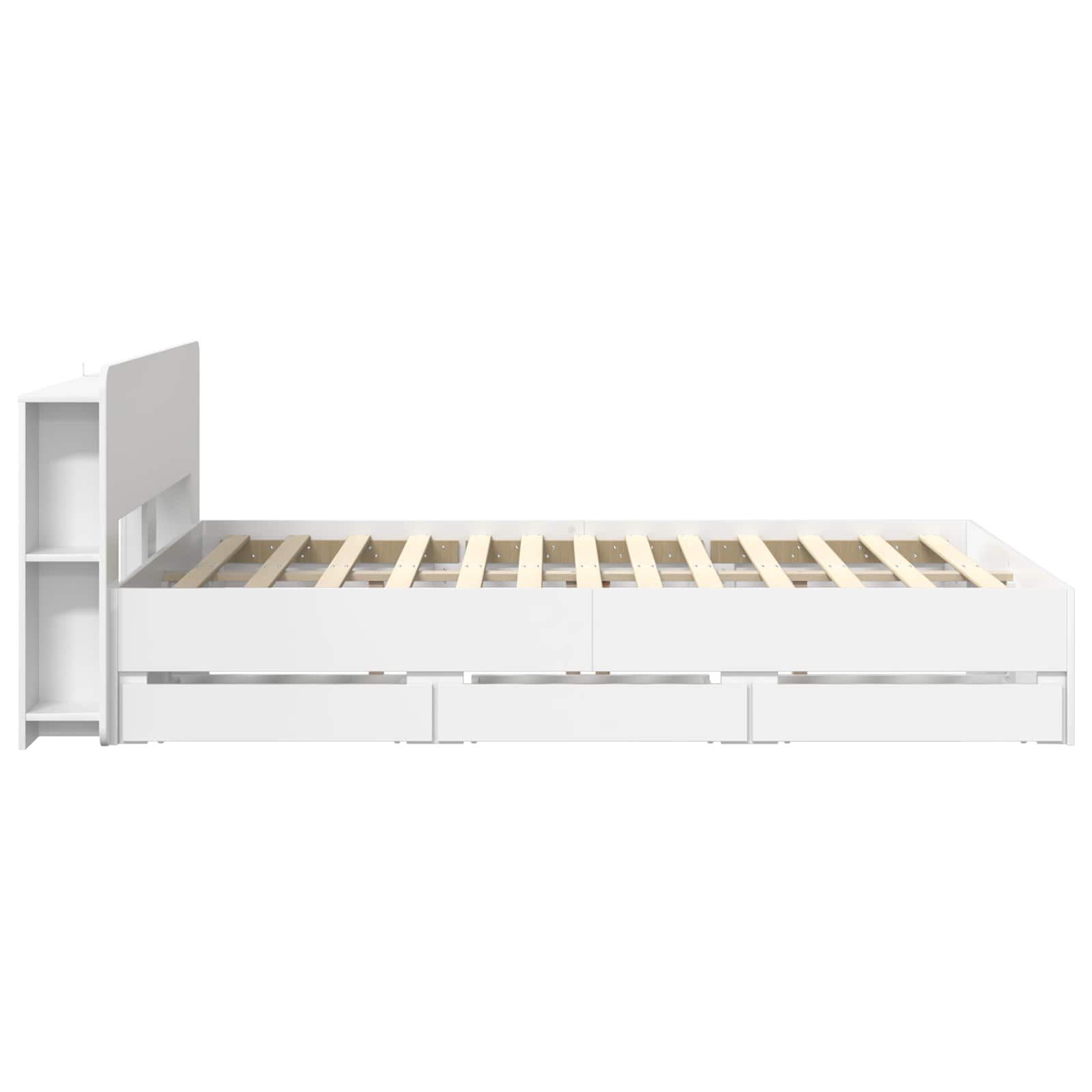 vidaXL Bed Frame with Storage and Headboard White 150 x 200 cm 5