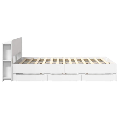 vidaXL Bed Frame with Storage and Headboard White 150 x 200 cm 5
