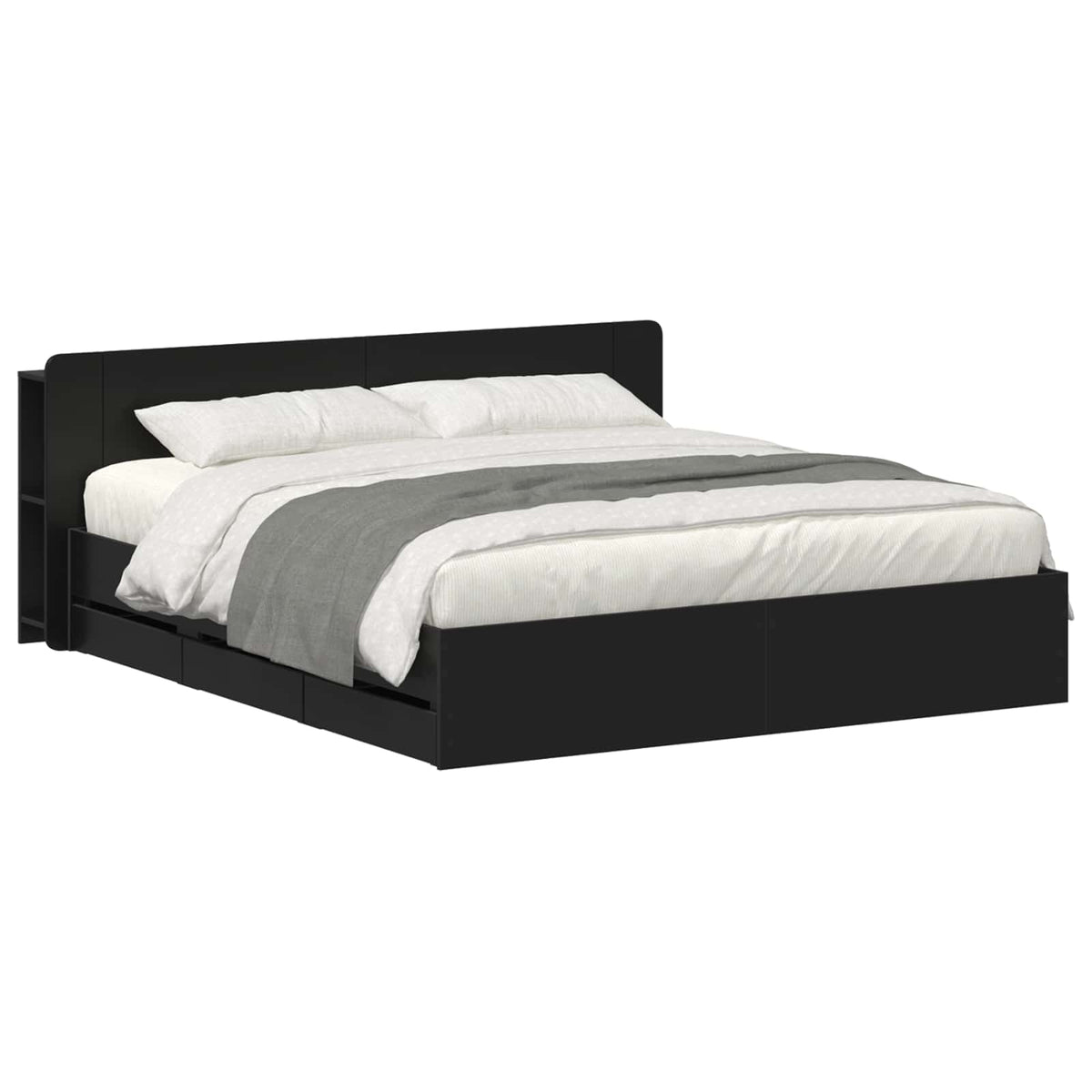 vidaXL Bed Frame with Storage and Headboard Black 180 x 200 cm 2