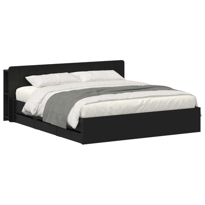 vidaXL Bed Frame with Storage and Headboard Black 180 x 200 cm 2