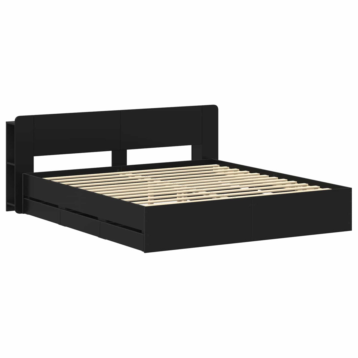 vidaXL Bed Frame with Storage and Headboard Black 180 x 200 cm 3