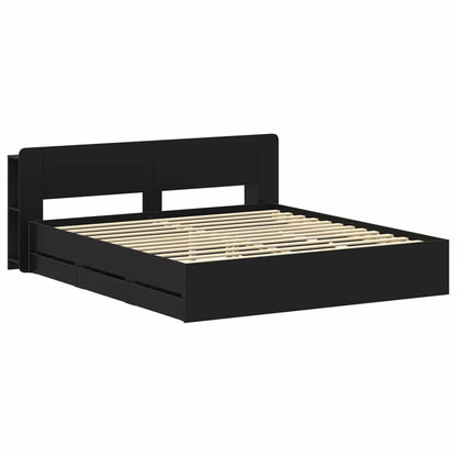vidaXL Bed Frame with Storage and Headboard Black 180 x 200 cm 3