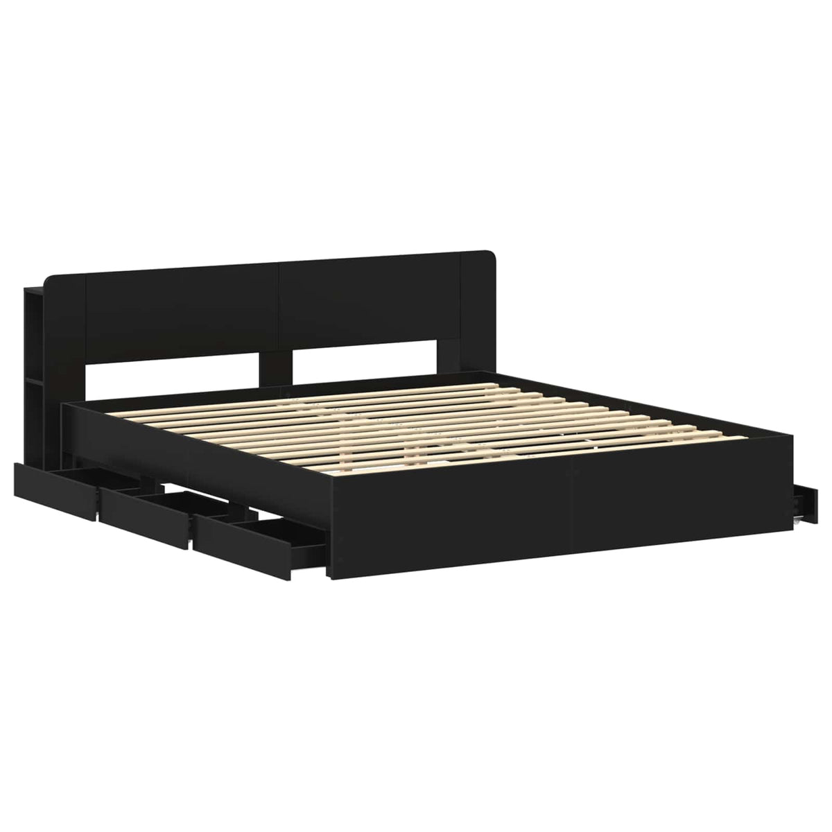 vidaXL Bed Frame with Storage and Headboard Black 180 x 200 cm 4