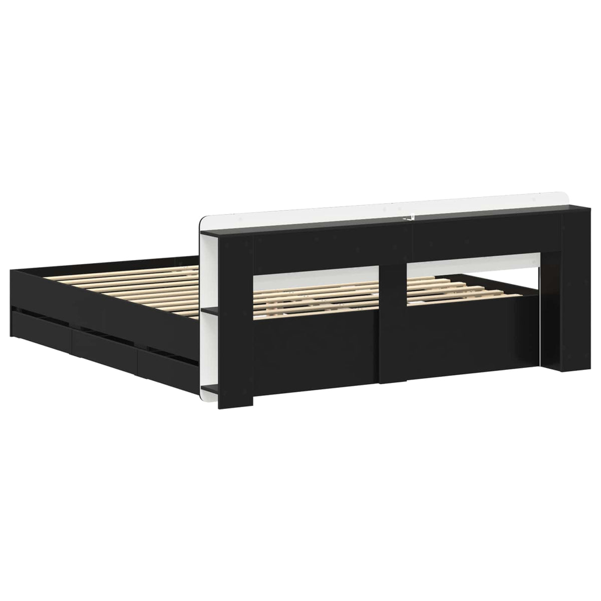 vidaXL Bed Frame with Storage and Headboard Black 180 x 200 cm 6