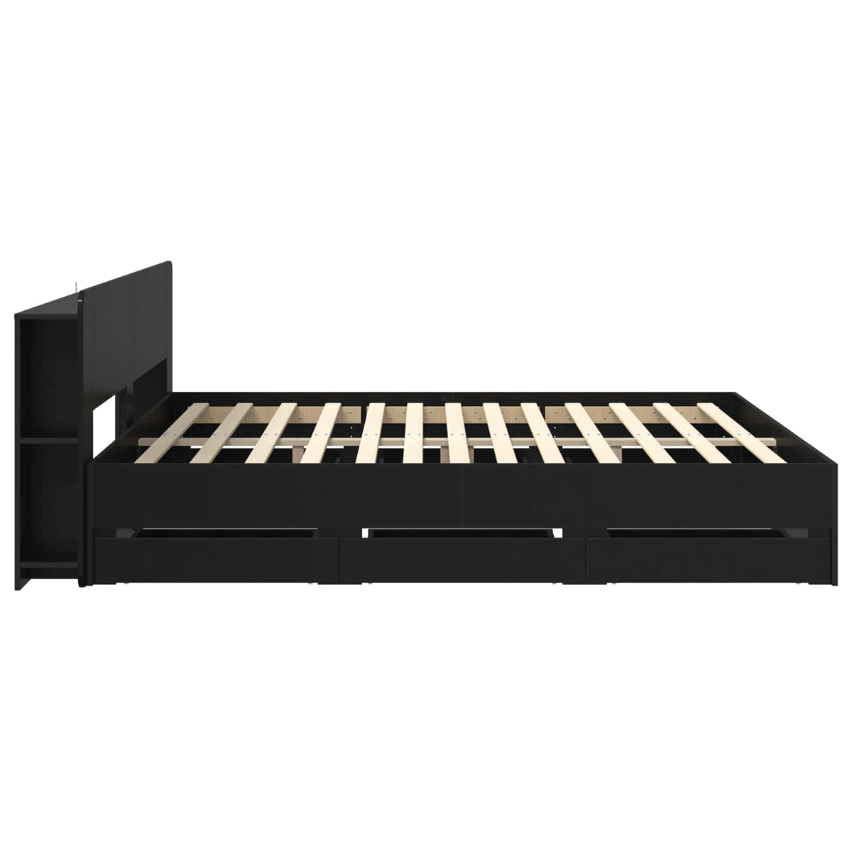 vidaXL Bed Frame with Storage and Headboard Black 180 x 200 cm 5