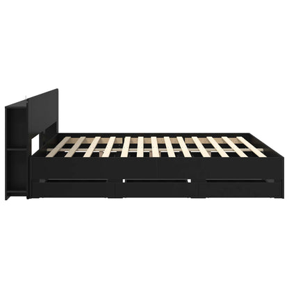 vidaXL Bed Frame with Storage and Headboard Black 180 x 200 cm 5