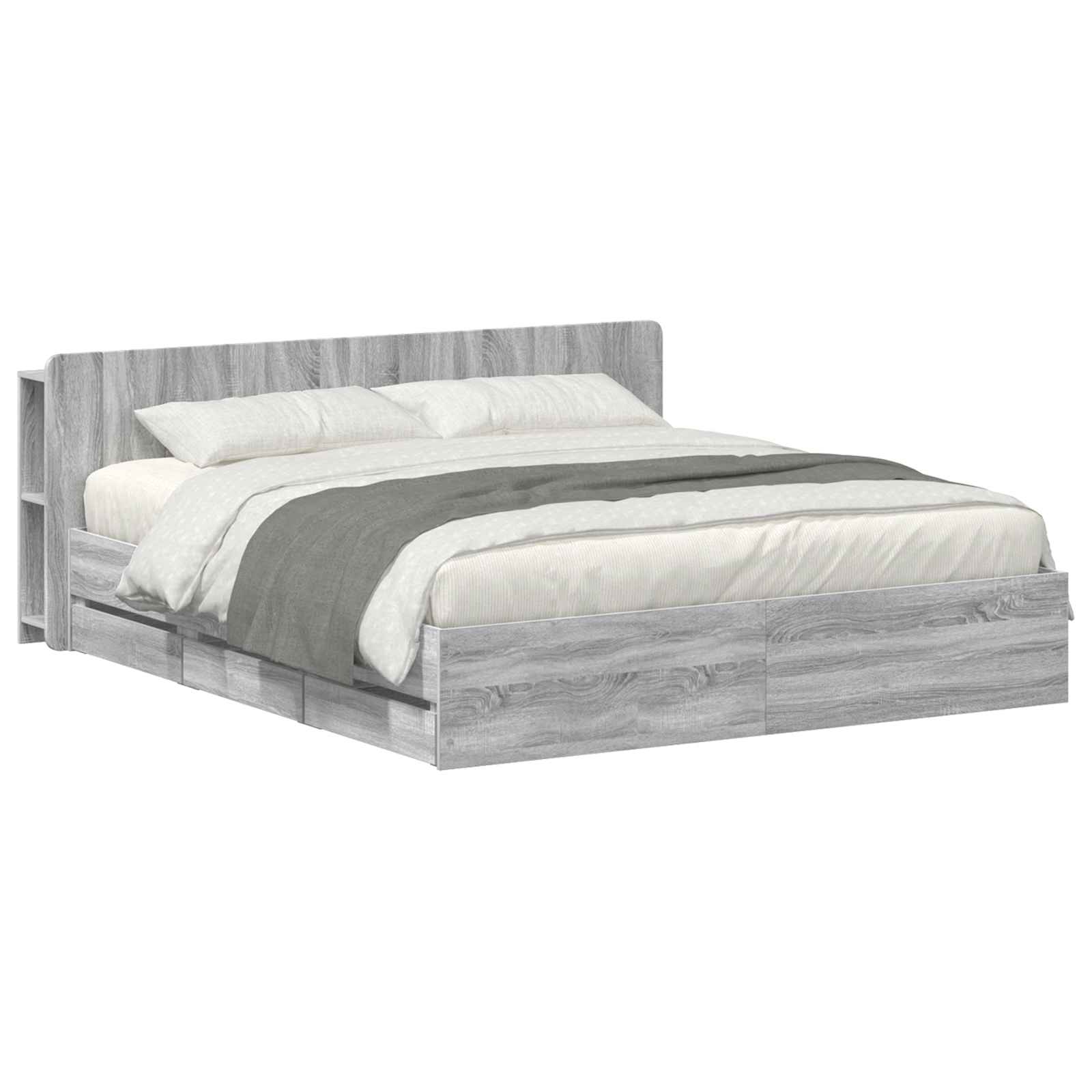 vidaXL Bed Frame with Storage and Headboard Grey Sonoma 180 x 200 cm 2