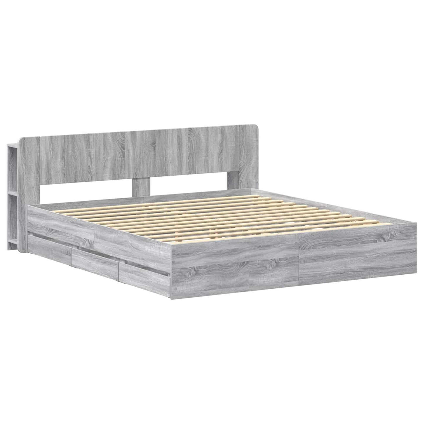 vidaXL Bed Frame with Storage and Headboard Grey Sonoma 180 x 200 cm 3