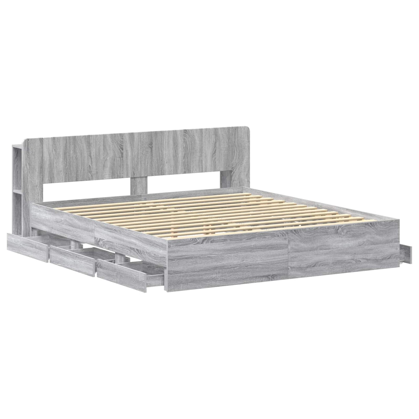 vidaXL Bed Frame with Storage and Headboard Grey Sonoma 180 x 200 cm 4