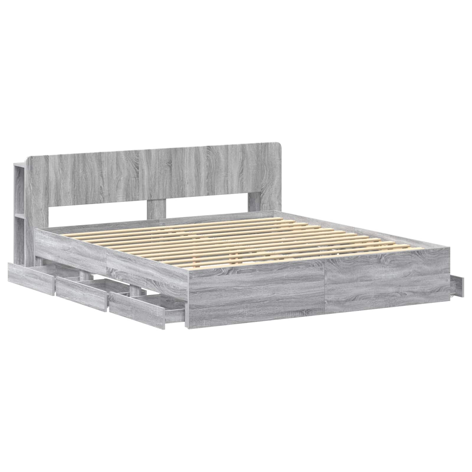 vidaXL Bed Frame with Storage and Headboard Grey Sonoma 180 x 200 cm 4