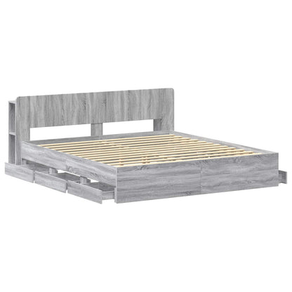 vidaXL Bed Frame with Storage and Headboard Grey Sonoma 180 x 200 cm 4